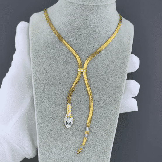 "Snake" Necklace, 18K Gold Plated Steel