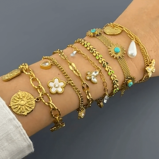 "Evil Eye" Bracelet, 18K Gold Plated Steel