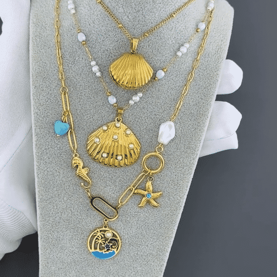Necklace, 18K Gold Plated Steel