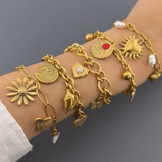 Bracelet, 18K Gold Plated Steel