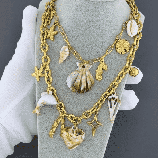 "Heart" Necklace, 18K Gold Plated Steel