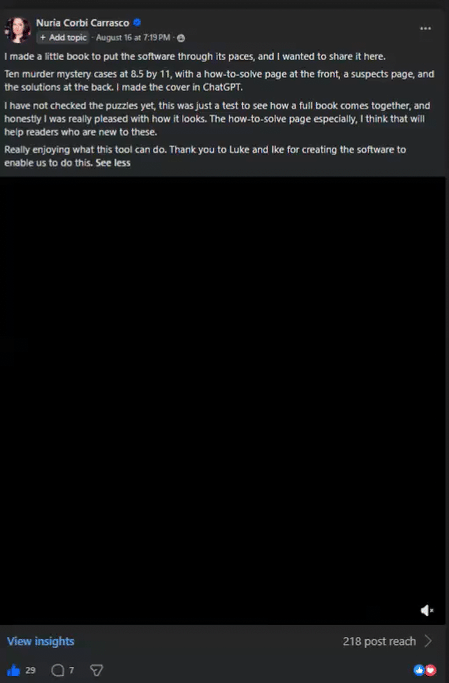 Animated builder post showing a finished automation (placeholder image — to be replaced)