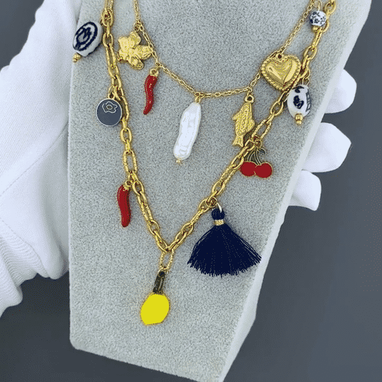 Necklace, 18K Gold Plated Steel