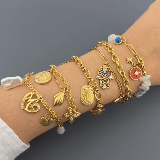 Bracelet, 18K Gold Plated Steel