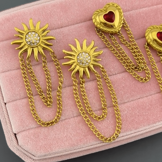 "Hearts" Earrings, 18K Gold Plated Steel