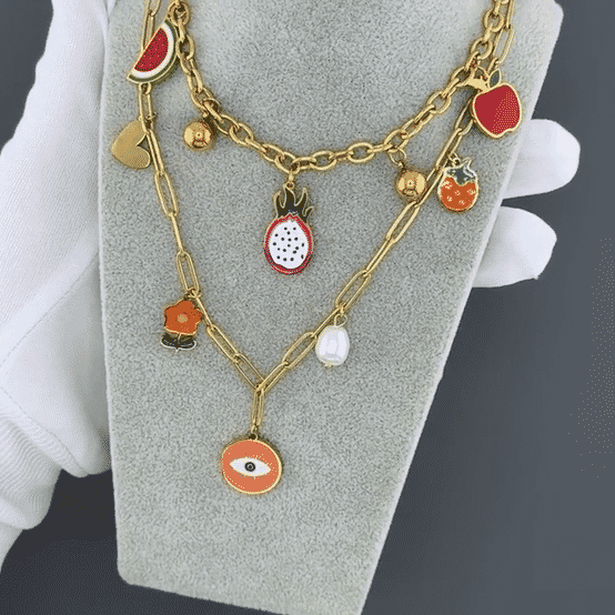 Necklace, 18K Gold Plated Steel