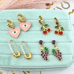 "Evil Eyes" Earrings, 18K Gold Plated Steel