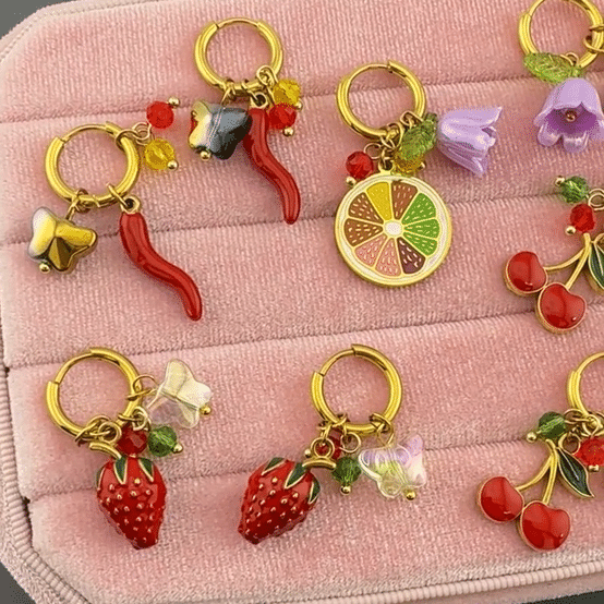 "Flowers" Earrings, 18K Gold Plated Steel