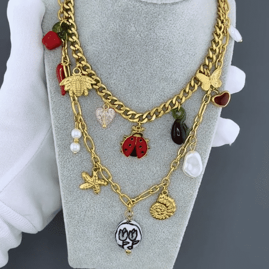 Necklace, 18K Gold Plated Steel