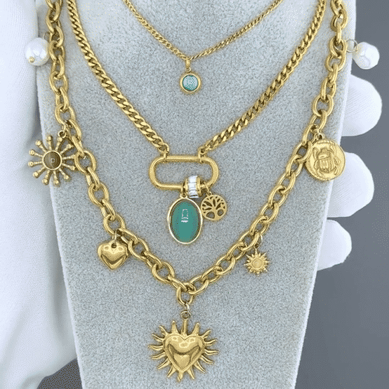 Necklace, 18K Gold Plated Steel