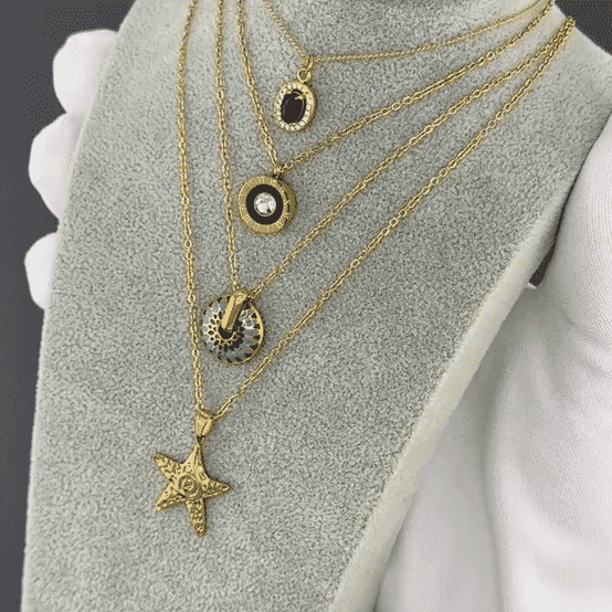 Necklace, 18K Gold Plated Steel