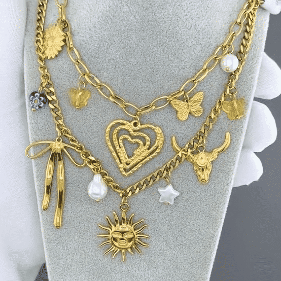 "Heart" Necklace, 18K Gold Plated Steel