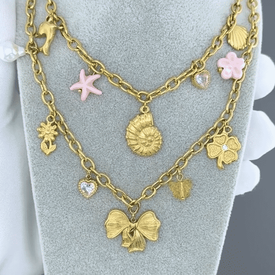 "Seashell" Necklace, 18K Gold Plated Steel
