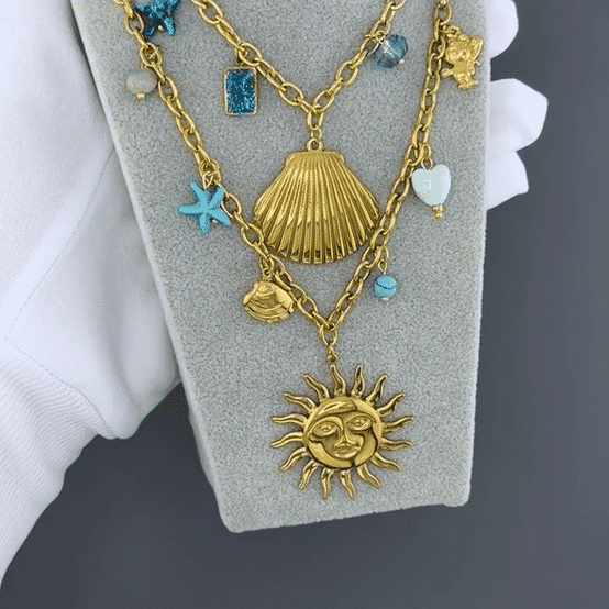 "Sun" Necklace, 18K Gold Plated Steel