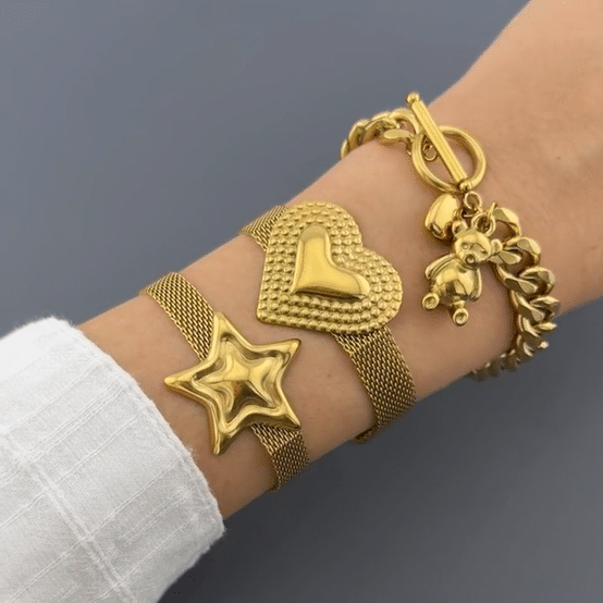 "Heart" Bracelet, 18K Gold Plated Steel