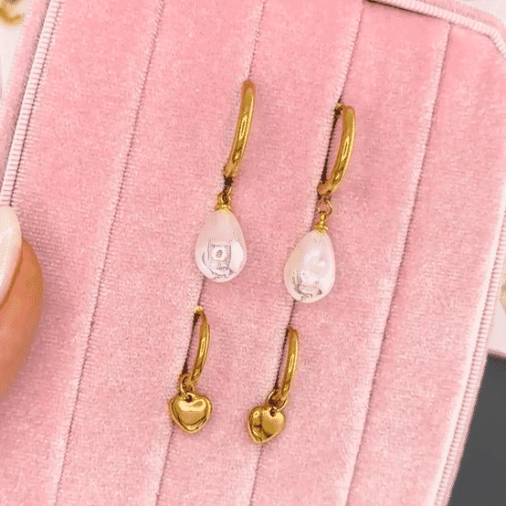 Earrings, 18K Gold Plated Steel