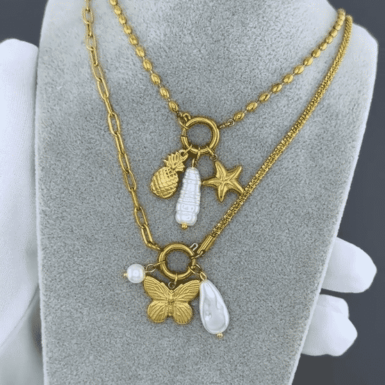 "Starfish" Necklace, 18K Gold Plated Steel