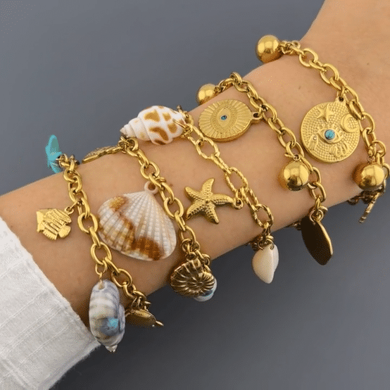 "Evil eyes" Bracelet, 18K Gold Plated Steel