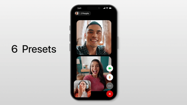 a mobile phone showing a Facetime group video call inside DaVinci Resolve video editing software