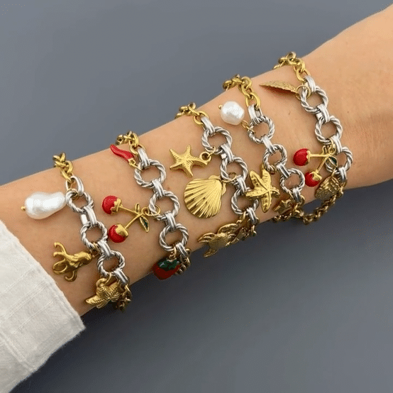 "Seashell" Bracelet, 18K Gold Plated Steel
