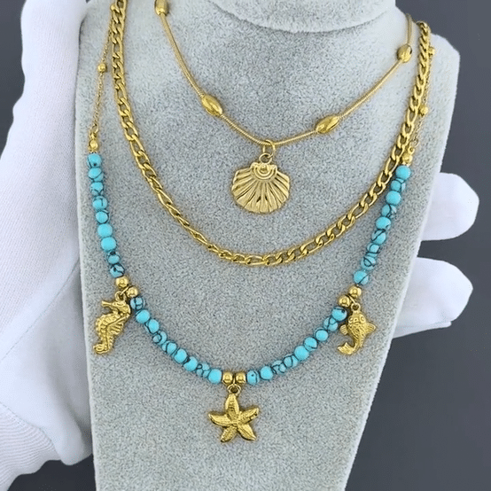 "Seashell" Necklace, 18K Gold Plated Steel