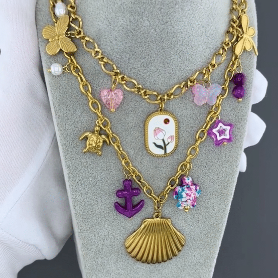 "Seashell" Necklace, 18K Gold Plated Steel
