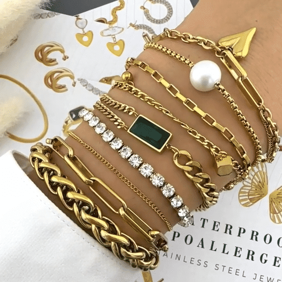 Bracelet, 18K Gold Plated Steel