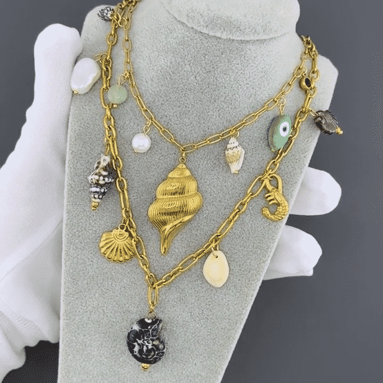 "Seashells" Necklace, 18K Gold Plated Steel