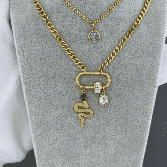 "Snake" Necklace, 18K Gold Plated Steel