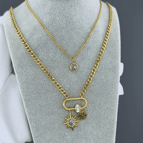 Necklace, 18K Gold Plated Steel