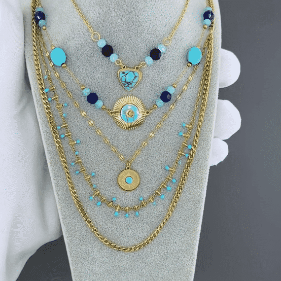 Necklace, 18K Gold Plated Steel