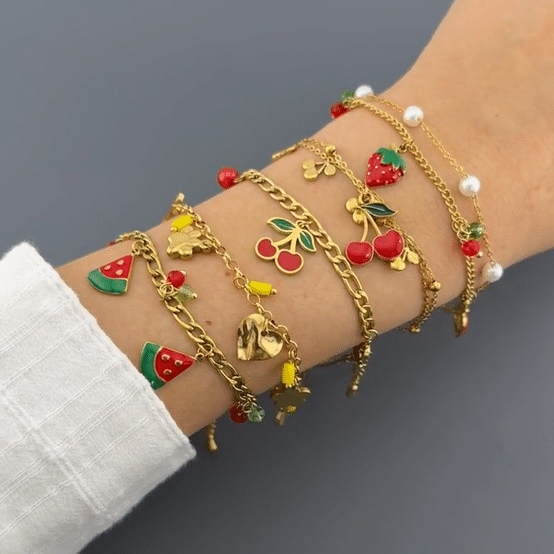 "watermelon" Bracelet, 18K Gold Plated Steel
