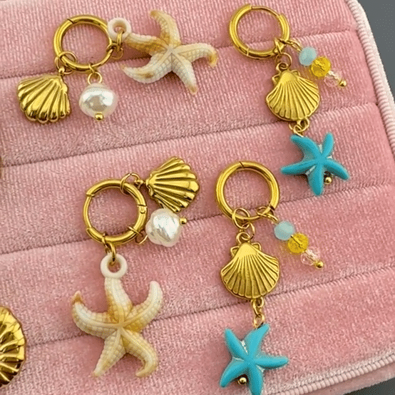 "Seashells" Earrings, 18K Gold Plated Steel