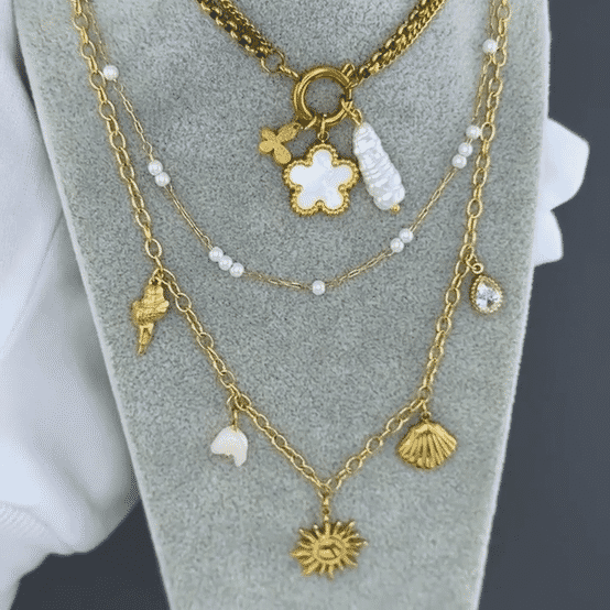 "Sun" Necklace, 18K Gold Plated Steel