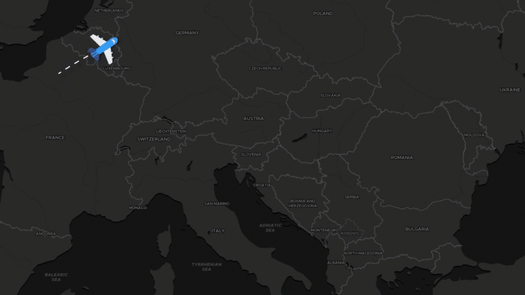  4 map routes being drawn on a map, showing the different path line options for the Map Path creation tool in DaVinci Resolve.