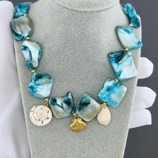 "Seashells" Necklace, 18K Gold Plated Steel