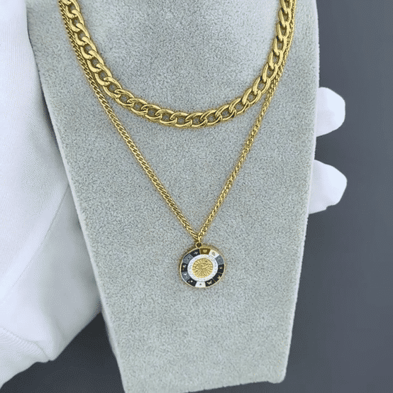 Necklace, 18K Gold Plated Steel
