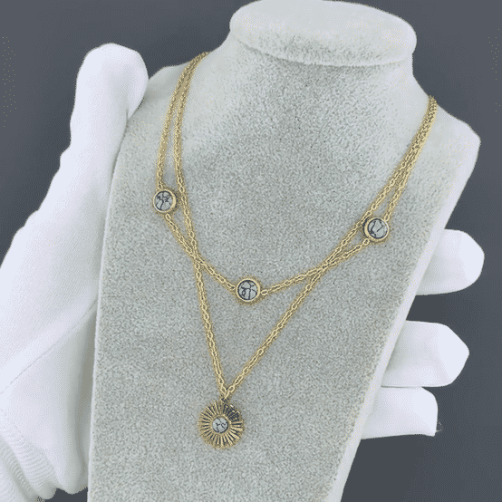 "Sun" Necklace, 18K Gold Plated Steel