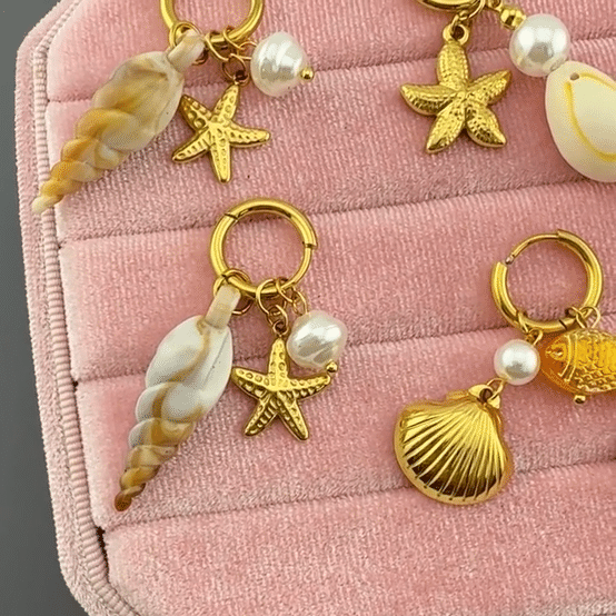 "Seashell" Earrings, 18K Gold Plated Steel