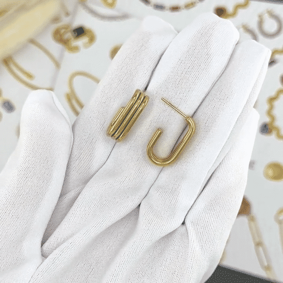 Earrings, 18K Gold Plated Steel