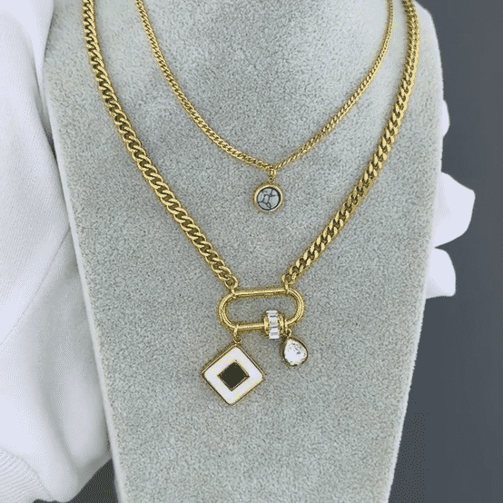 Necklace, 18K Gold Plated Steel