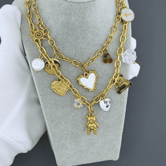Necklace, 18K Gold Plated Steel