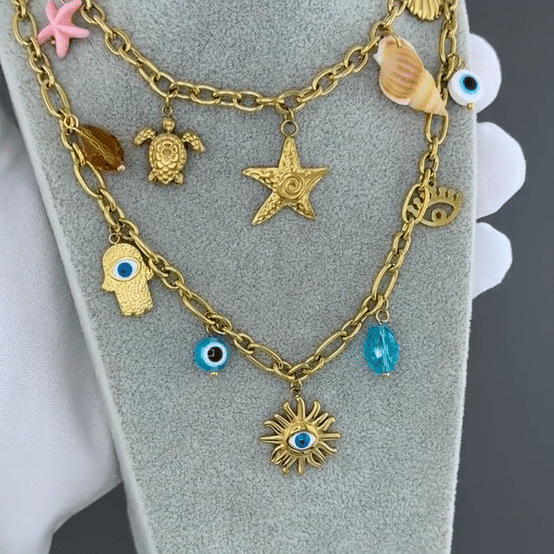 "Starfish" Necklace, 18K Gold Plated Steel