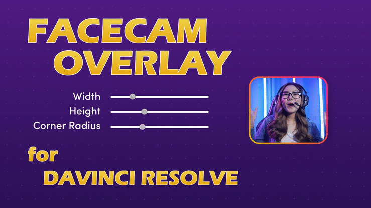 a gif showing the the different customizable controls for the facecam overlay effect for davinci resolve