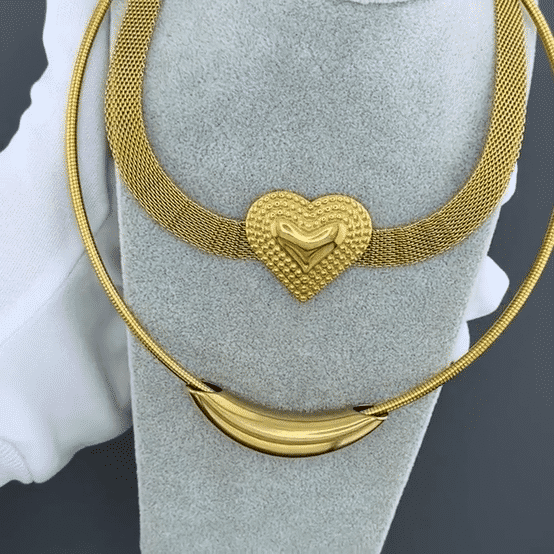 "Heart" Necklace, 18K Gold Plated Steel
