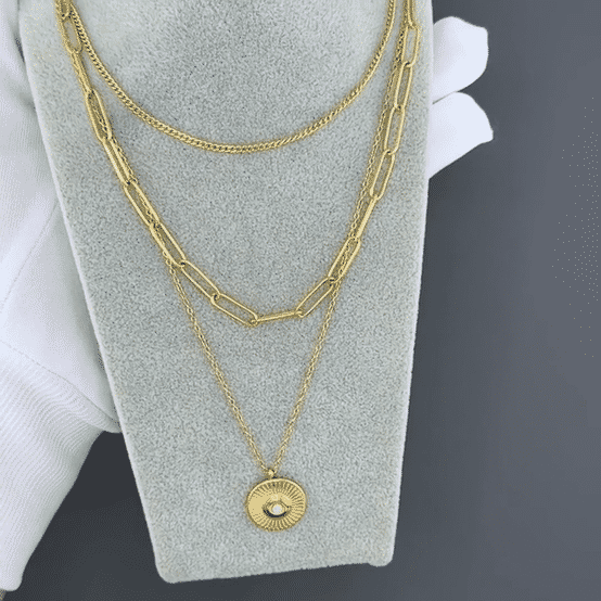 Necklace, 18K Gold Plated Steel