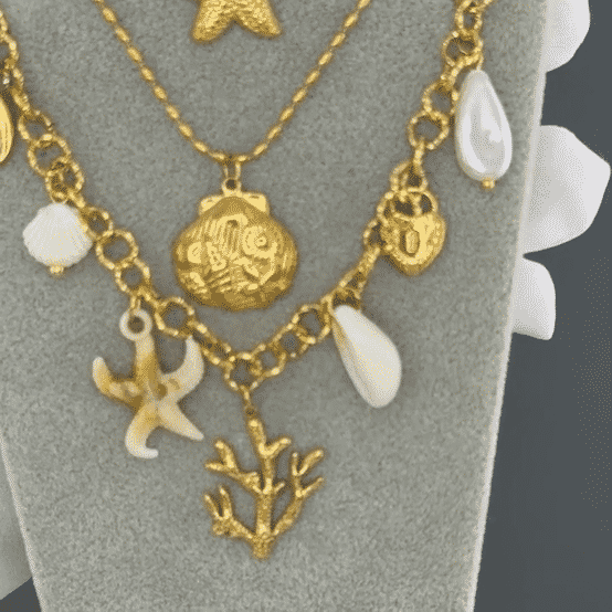 "Starfish" Necklace, 18K Gold Plated Steel