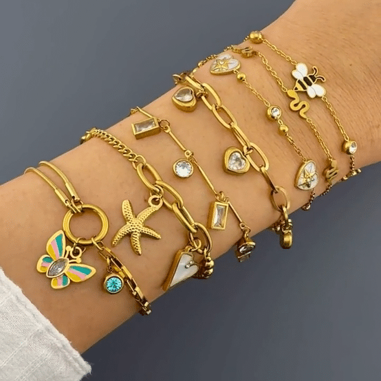 "Butterfly" Bracelet, 18K Gold Plated Steel