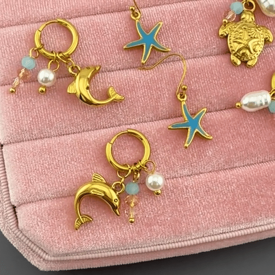 "Starfishes" Earrings, 18K Gold Plated Steel