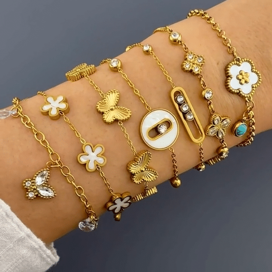 "Butterfly" Bracelet, 18K Gold Plated Steel